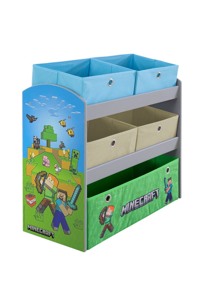 Play Shelf With Fabric Storage Boxes Gamethemed Organizer, Alternate, color, Multicolored