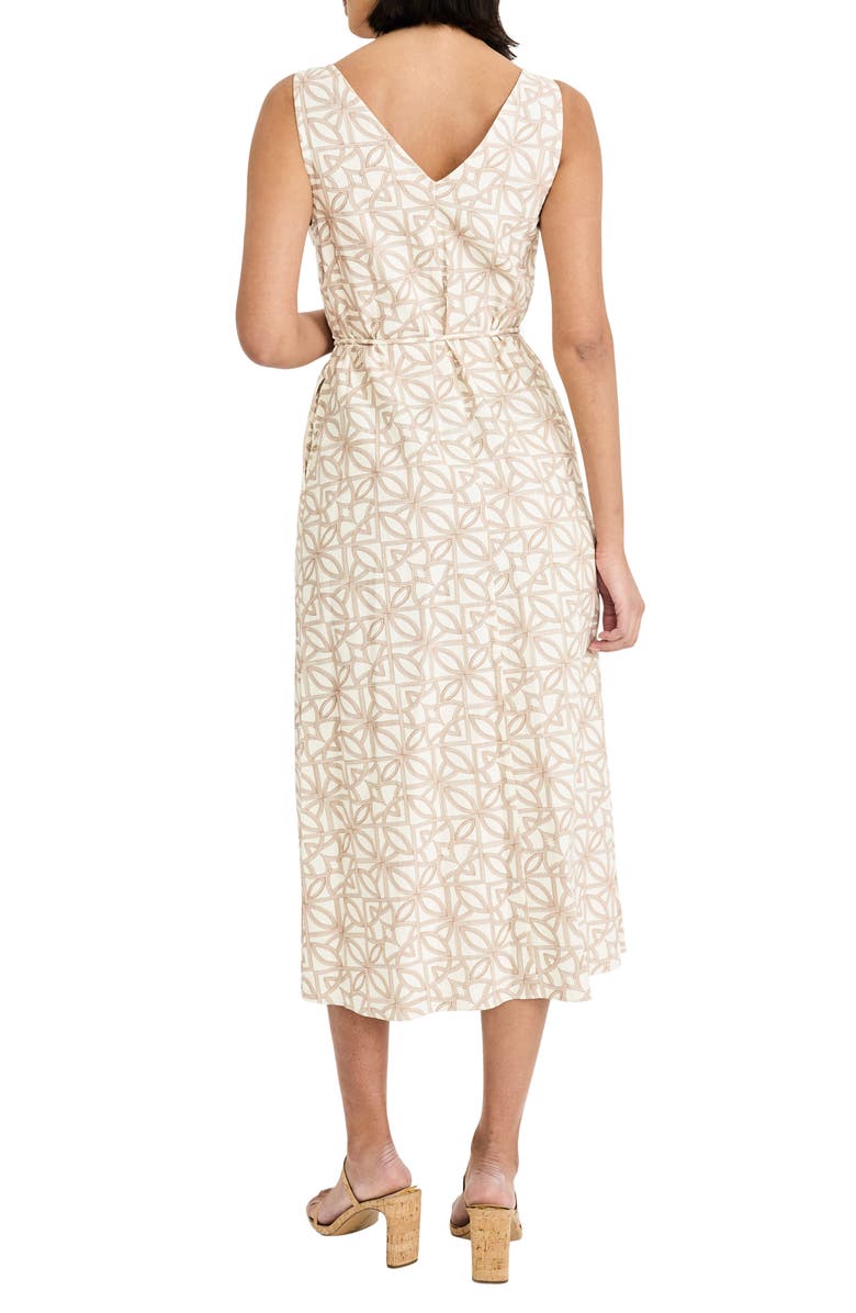 Maggy London Printed Tie Waist Midi Dress, Alternate, color, Ivory/ Light Brown
