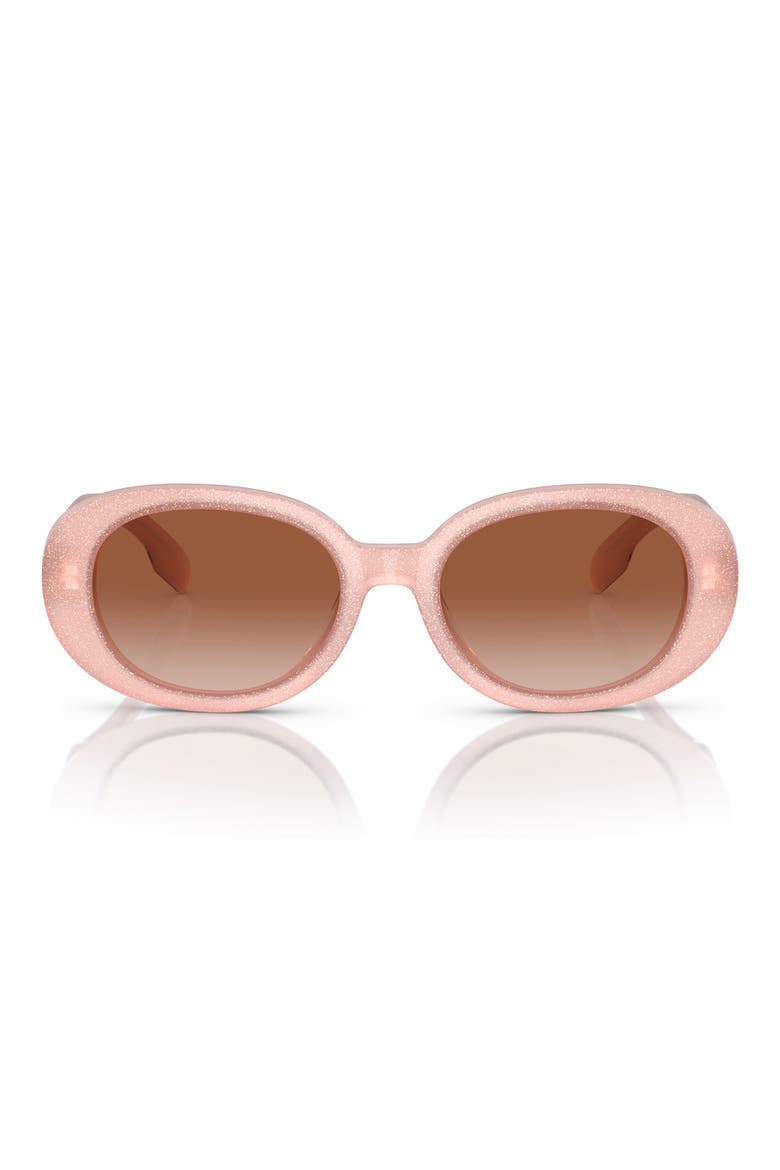 Kids' 48mm Oval Sunglasses, Main, color, GLITTER OPAL PINK / BROWN