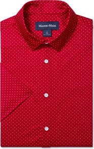 Mizzen+Main Haylard Trim Fit Red Hot Dot Short Sleeve Button-Up Shirt