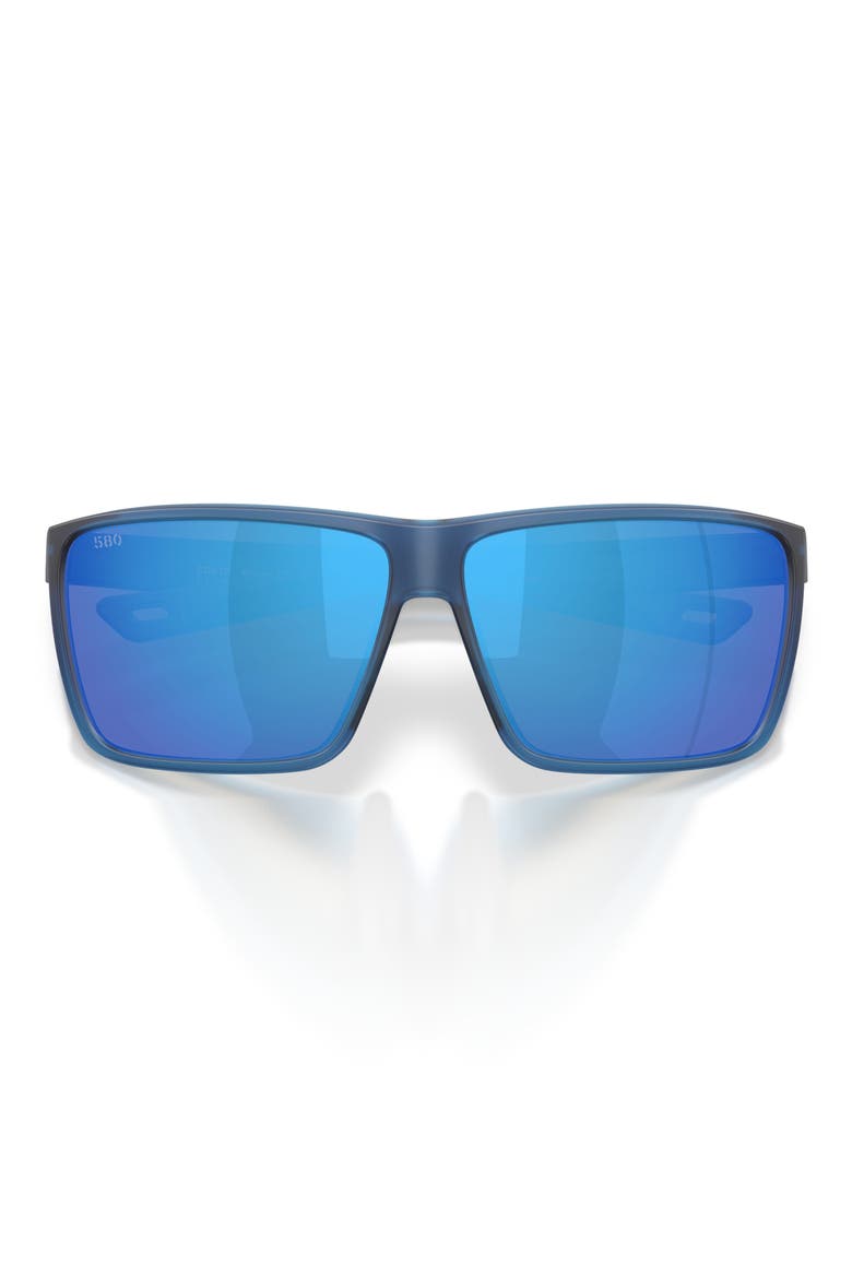 Rincon II 64mm Mirrored Polarized Oversize Rectangular Sunglasses, Alternate, color, TRANSLUCENT BLUE / BLUE 580G