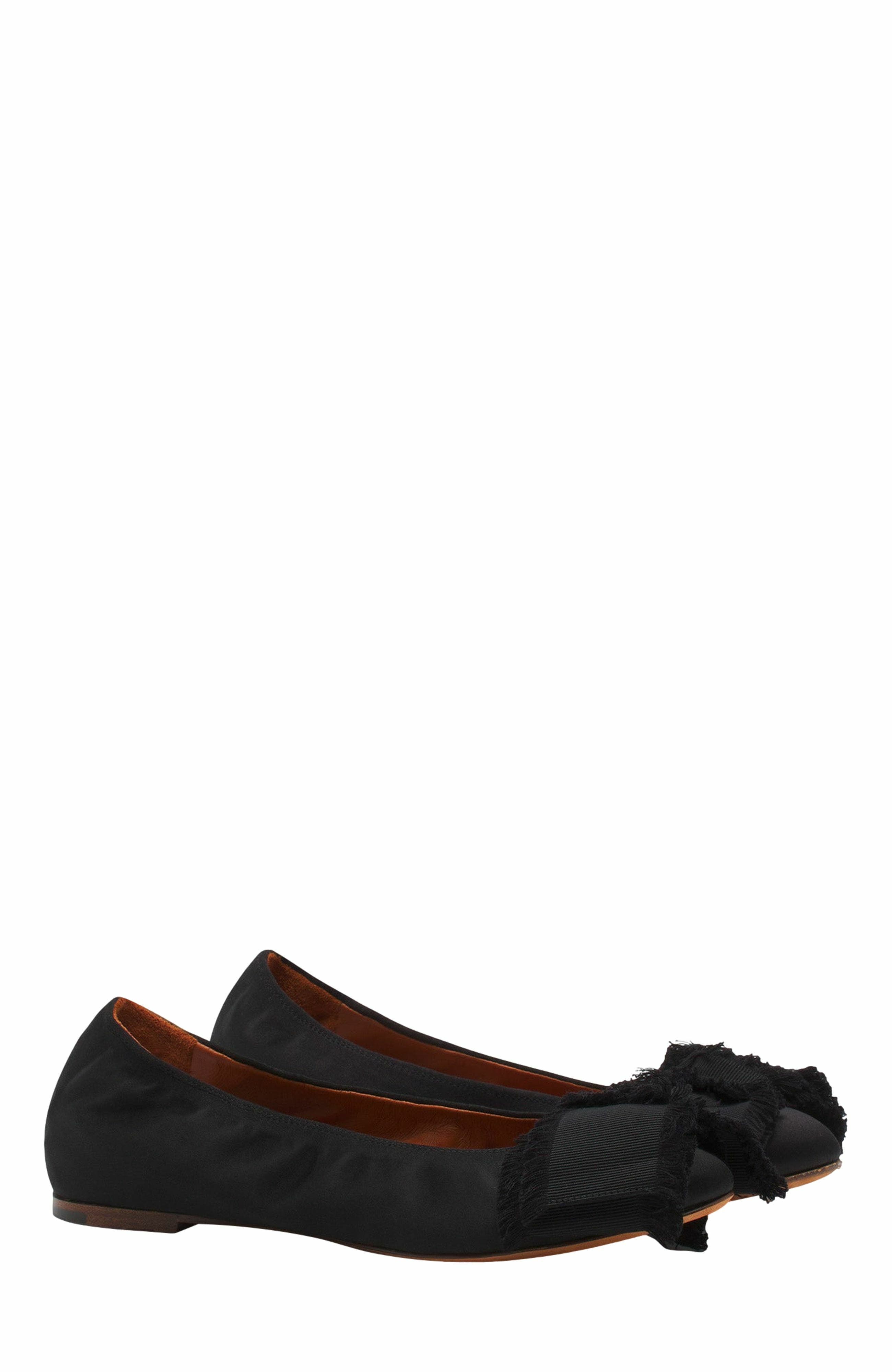 Ballerina Flat With A Satin Bow, Alternate, color, Black