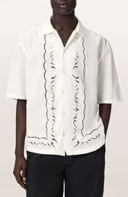 AllSaints Field Eyelet Detail Short Sleeve Button-Up Shirt