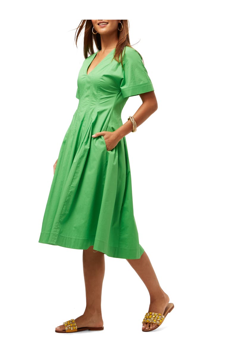 Trina Turk A line Poplin Midi Ashe Dress, Alternate, color, Grass Court Green