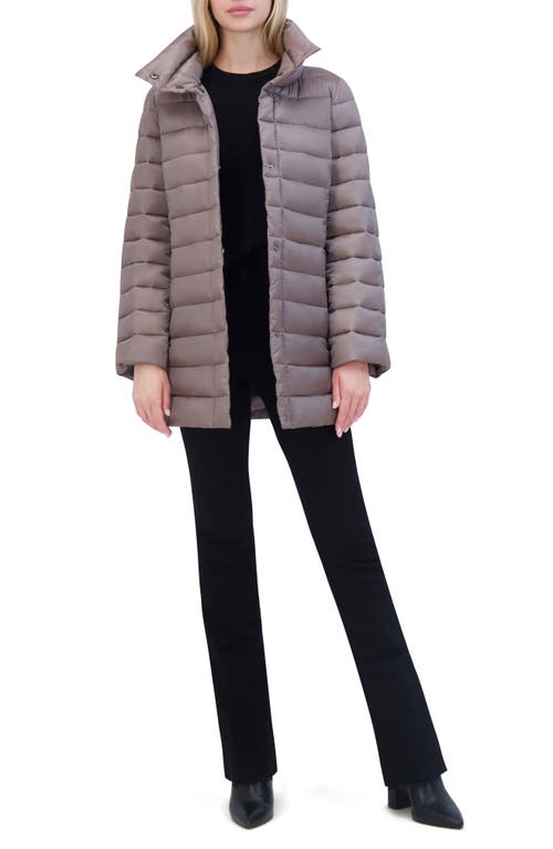 Tahari Melody Quilted Puffer Coat In Gray