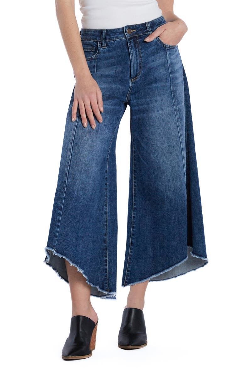 High Waist Crop Gaucho Jeans, Main, color, CONCERT BLUE
