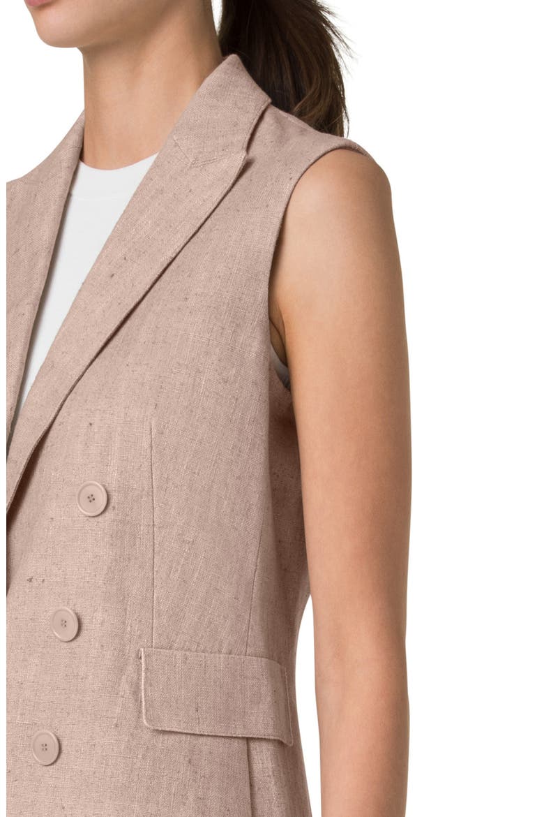 Double Breasted Raw Linen Vest, Alternate, color, BEIGE