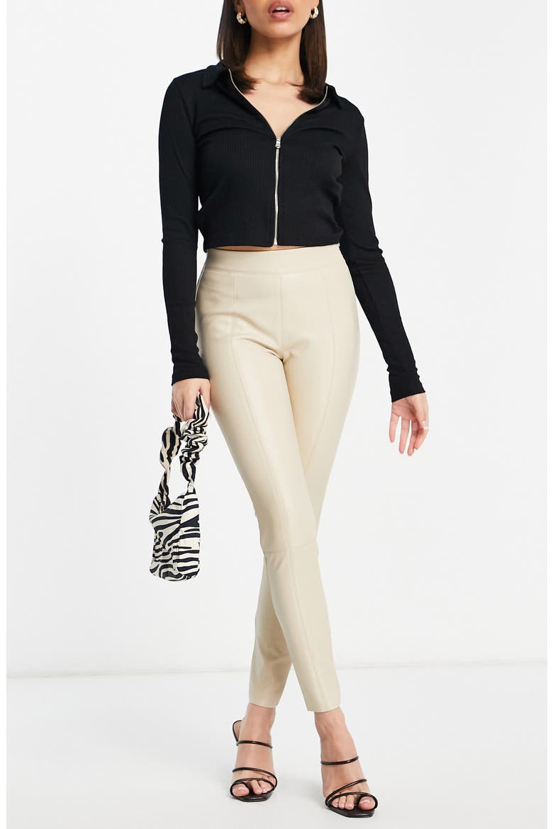 Faux Leather Leggings, Alternate, color, CREAM