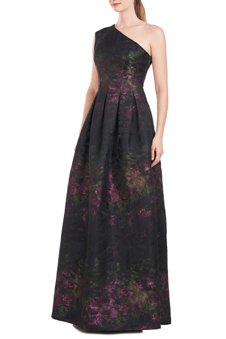 Cara One-Shoulder Gown, Alternate, color, DARK MIDNIGHT MULTI