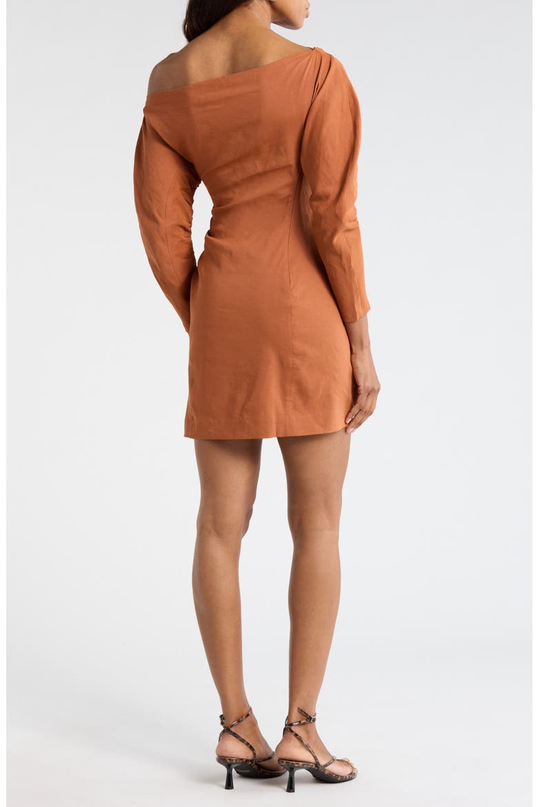 Sona Long Sleeve One-Shoulder Dress, Alternate, color, RED ROCK