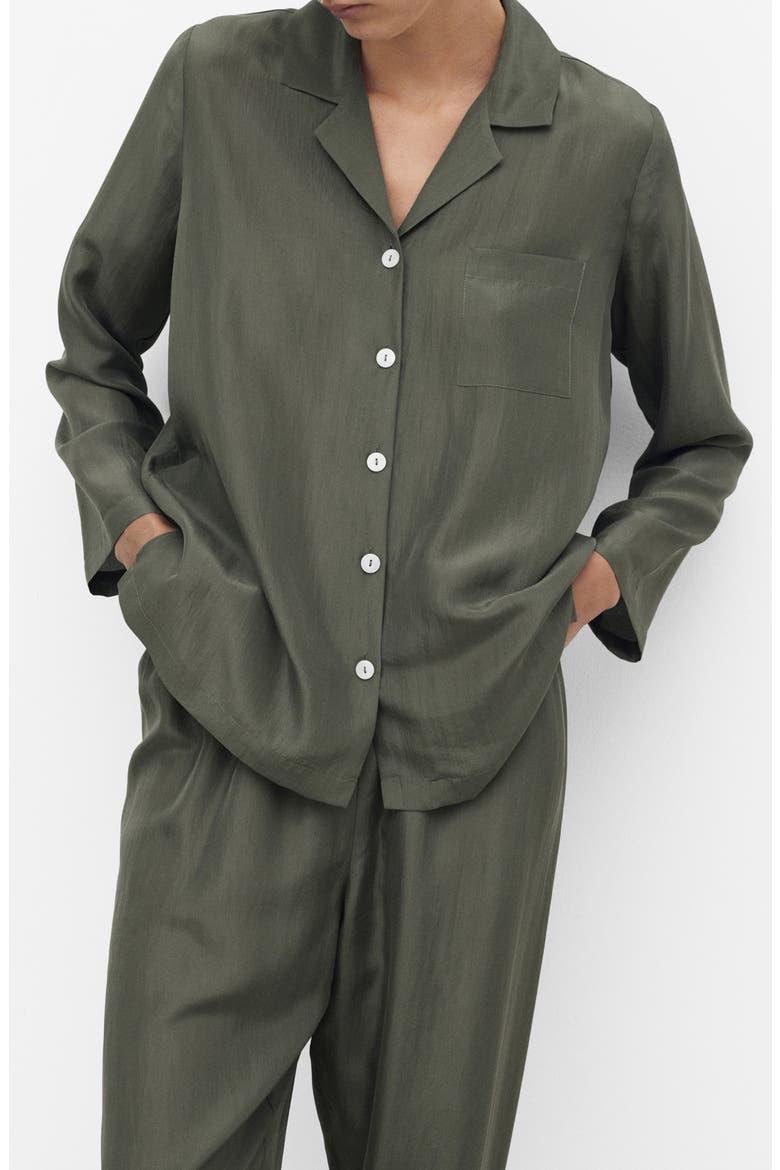 Silk Pajama Shirt, Main, color, FOREST GREEN