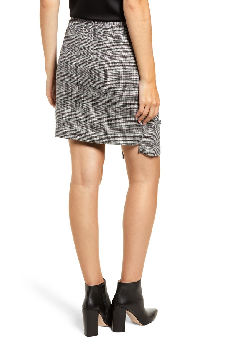 Chriselle Lim Bianca Houndstooth Button Front Skirt (Nordstrom Exclusive), Alternate, color, GREY PLAID