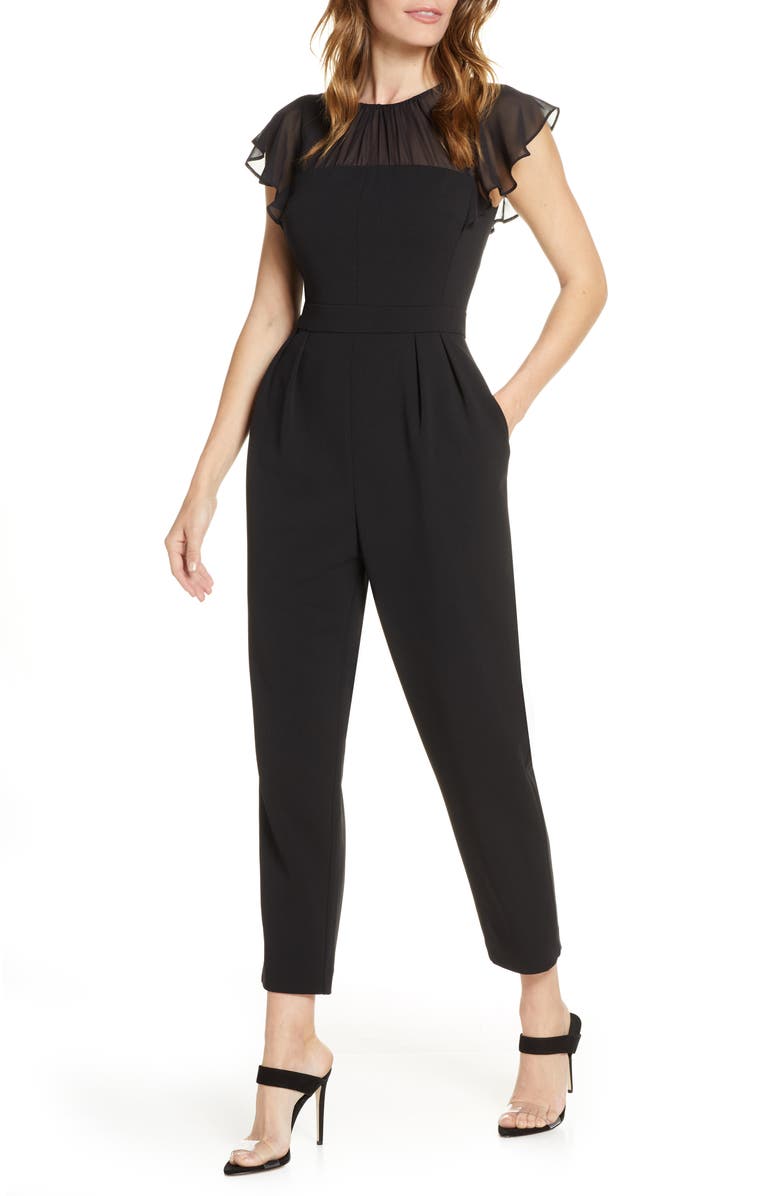 Harper Rose Gathered Illusion Neck Jumpsuit, Main, color, 