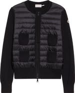 Moncler Mixed Media Quilt Front Wool Cardigan
