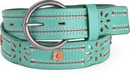 OLD TREND Blossom Genuine Leather Stitched Perforated Detail Belt