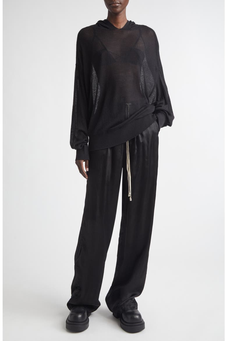 Hun Oversize Rib Cashmere Hoodie, Alternate, color, BLACK