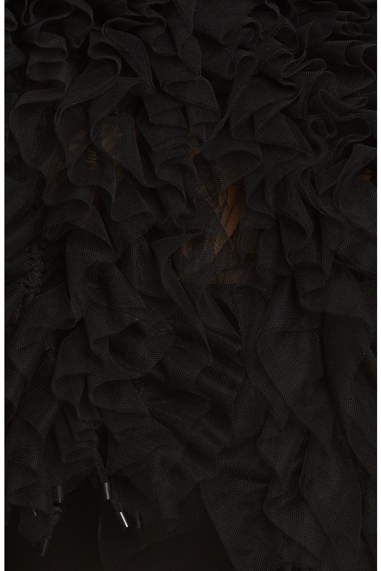 Ruffle Tulle Jacket, Alternate, color, BLACK