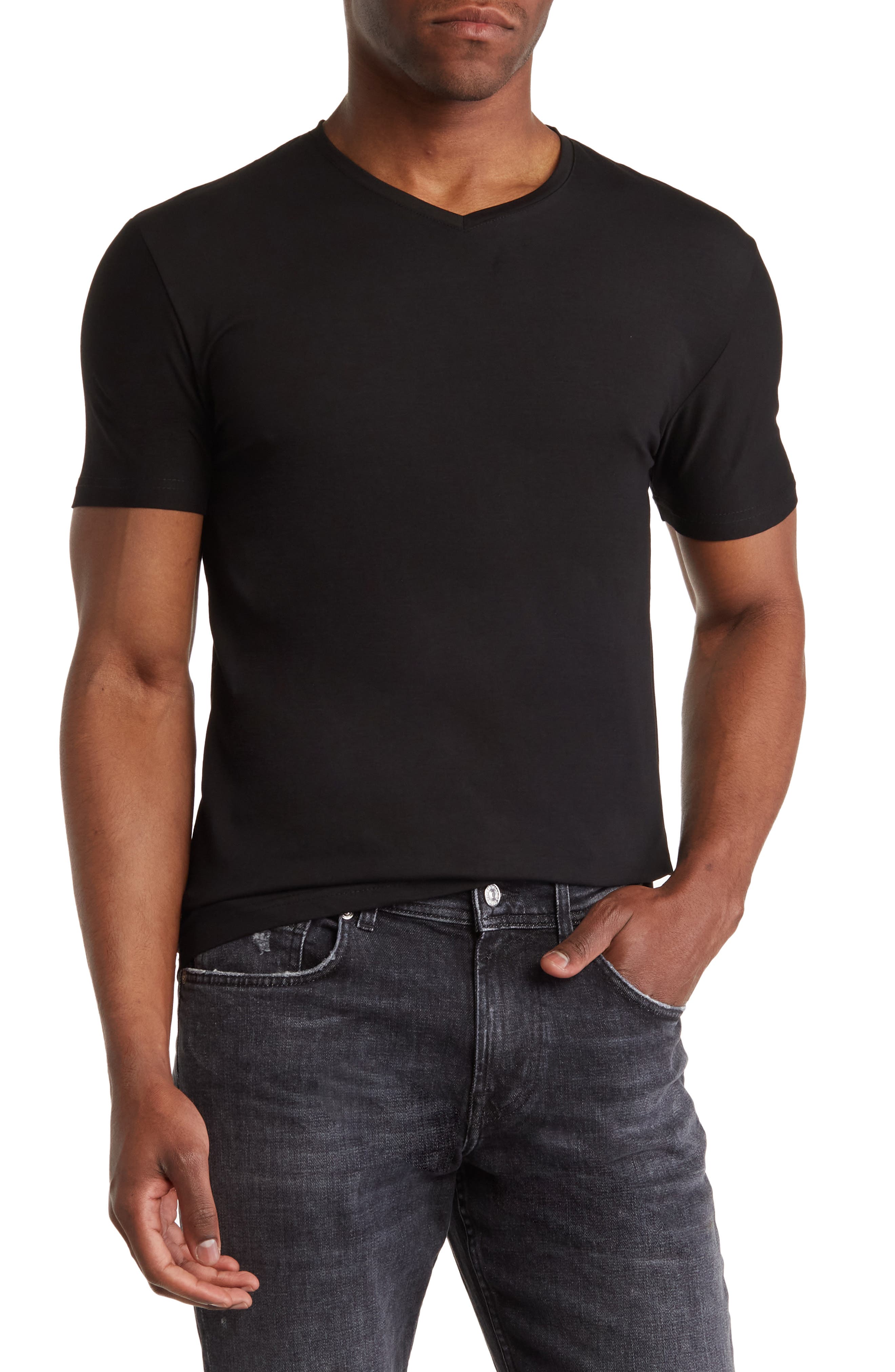 T.R. PREMIUM Solid V-Neck T-Shirt