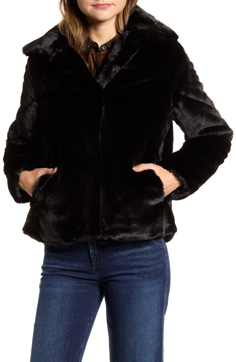 Via Spiga Crop Faux Fur Jacket, Alternate, color,