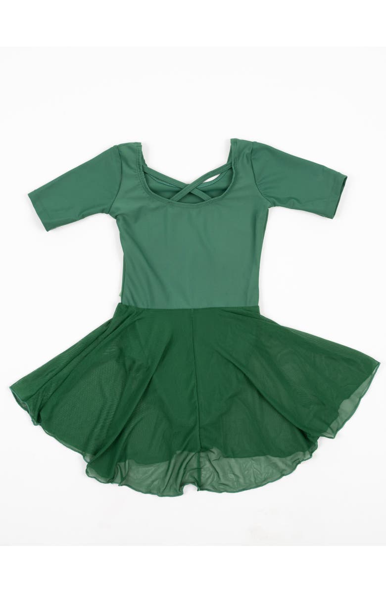 Leveret Girls Short Sleeve Skirted Leotard, Alternate, color, Uniform Green