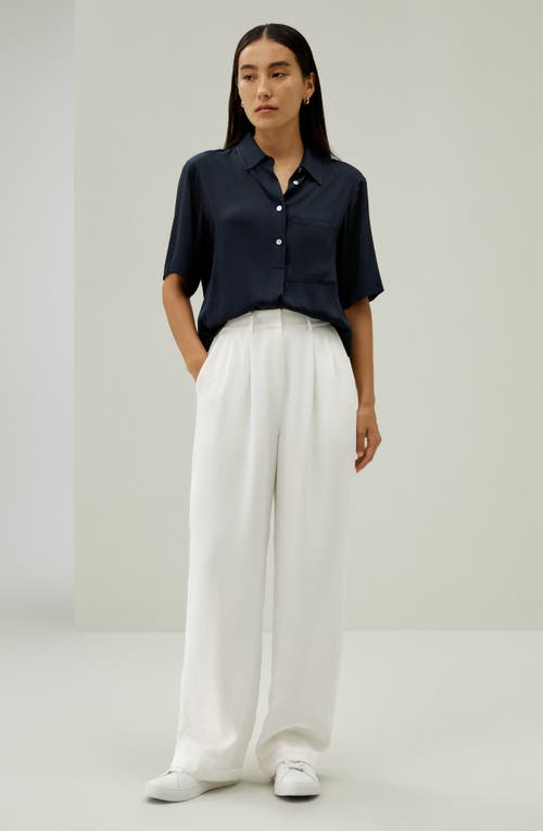 LILYSILK LILYSILK HALF-PLACKET SHORT SLEEVE BUTTON UP SHIRT 