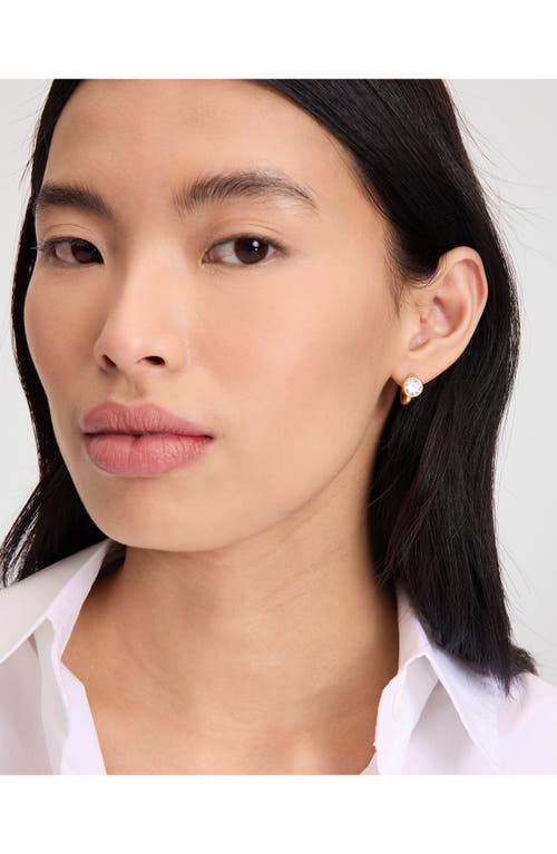 Kate Spade New York Keep Sparkling Huggie Hoop Earrings In Clear/gold.