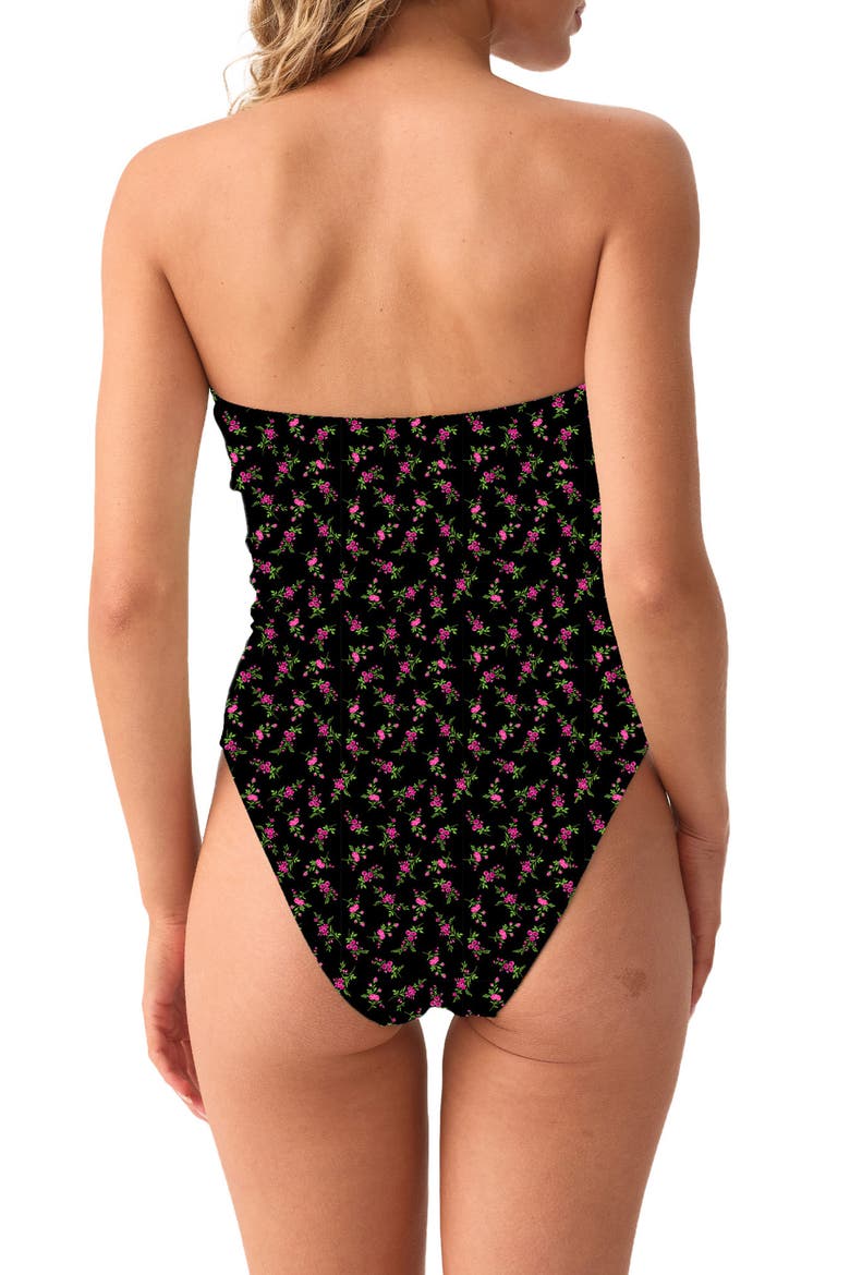 Floral Lettuce Edge Strapless One-Piece Swimsuit, Alternate, color, ROSEBUD