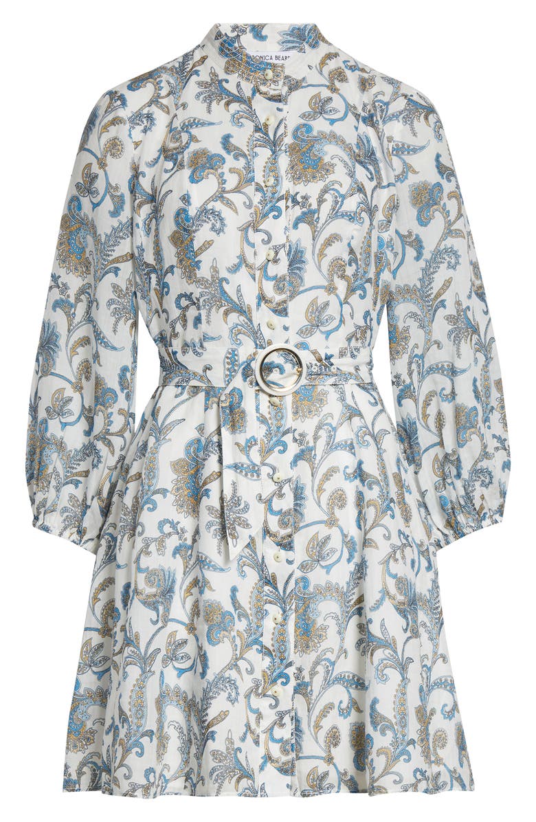 Veronica Beard Kumar Long Sleeve Floral Paisley Linen & Silk Dress, Alternate, color, Dove Multi