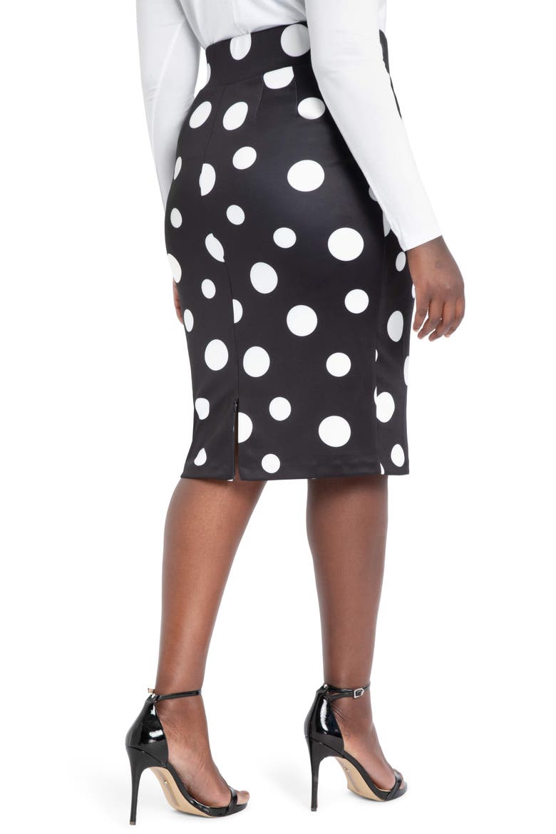 Polka Dot Neoprene Pencil Skirt, Alternate, color, BLACK/WHITE DOT