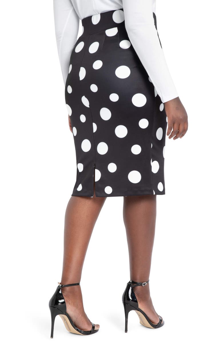 ELOQUII Polka Dot Neoprene Pencil Skirt, Alternate, color, 