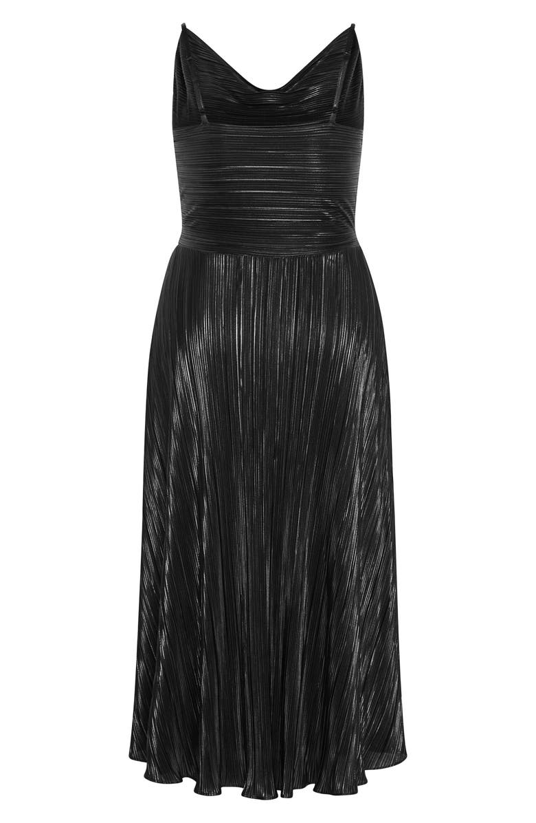 City Chic Kamila Cowl Neck Metallic Plissé Maxi Dress, Alternate, color, 