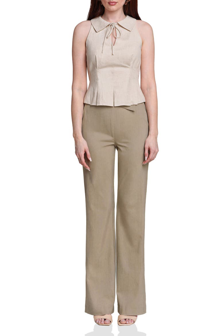 Tie Front Sleeveless Top, Alternate, color, OATMEAL