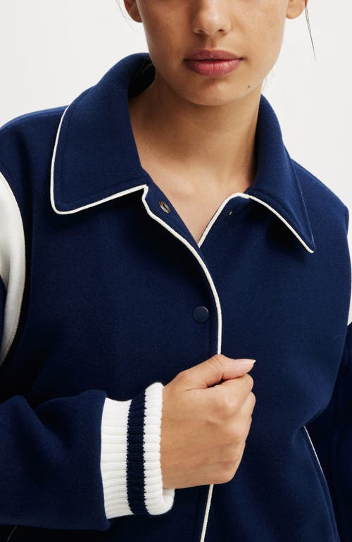 Cotton On Body On Field Panelled Bomber Jacket In Heritage Blue