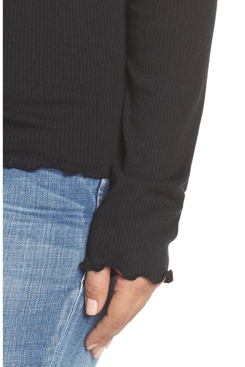 Slim Rib Long Sleeve Tee, Alternate, color, BLACK