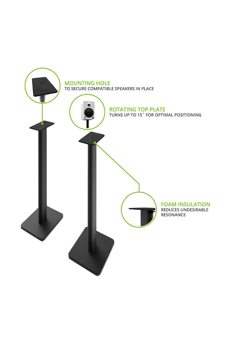 SP26PL 26" Bookshelf Speaker Stands with Rotating Top Plates and Cable Management - Pair, Alternate, color, Black