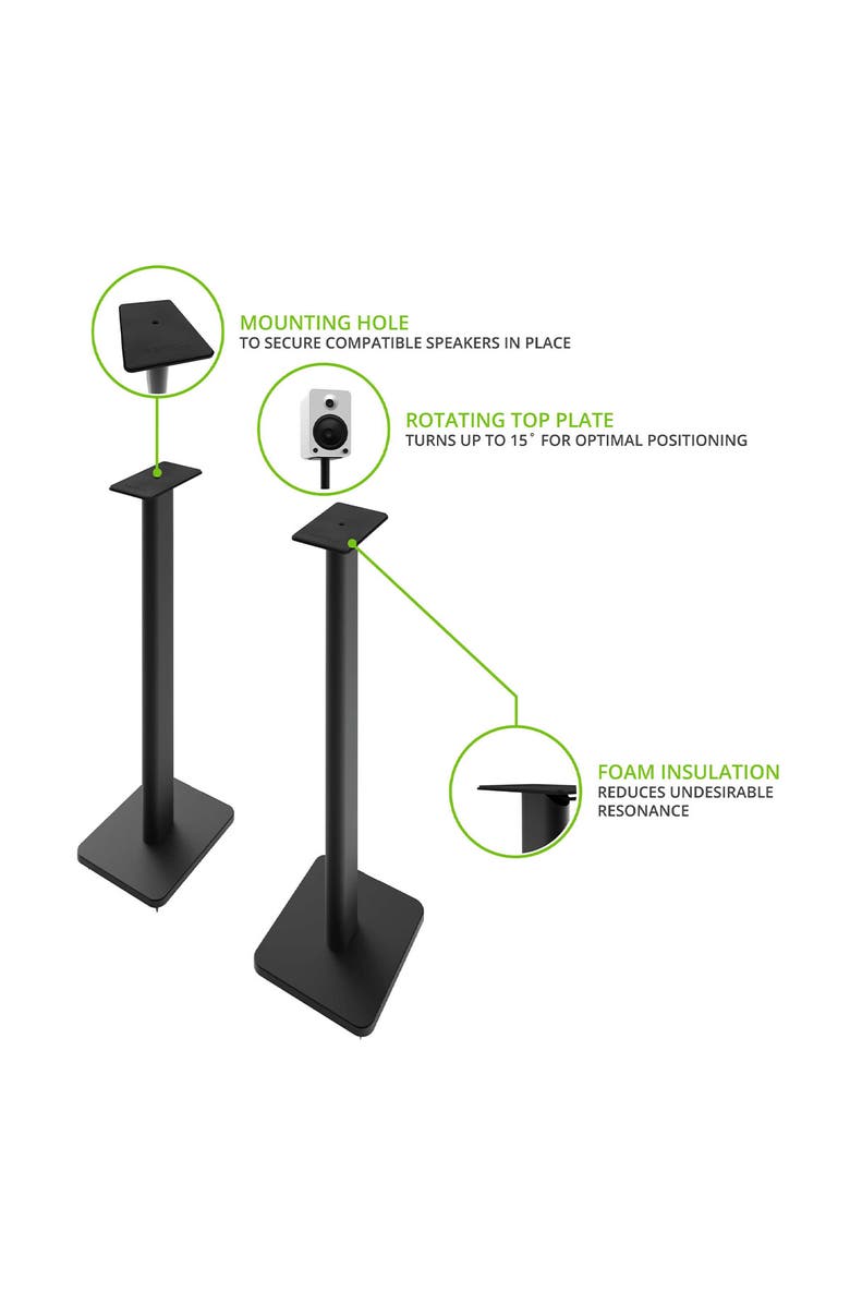 Kanto SP26PL 26" Bookshelf Speaker Stands with Rotating Top Plates and Cable Management - Pair, Alternate, color, Black