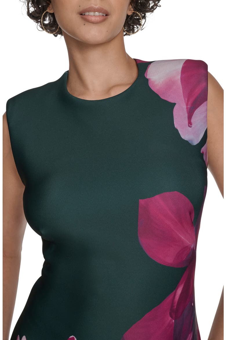 Floral Scuba Sheath Dress, Alternate, color, GREY/ AUBERGINE MLT