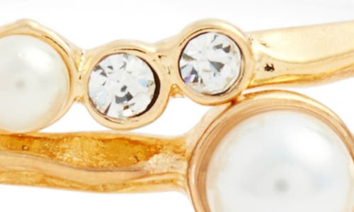 Kenneth Jay Lane Set Of 3 Crystal & Faux Pearl Bangles In Gold