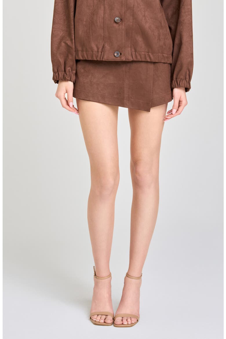 Parker Faux Wrap Skort, Main, color, CHOCOLATE