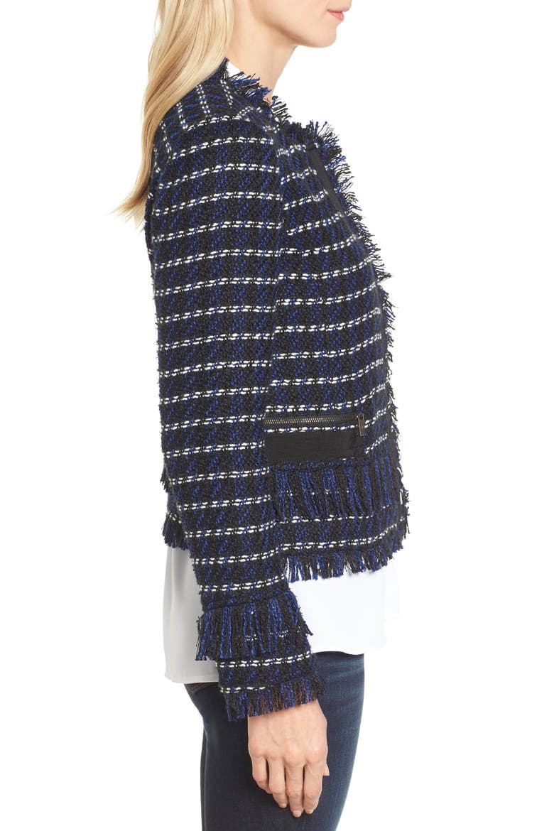 Raw Edge Tweed Jacket, Alternate, color, BLACK- NAVY TWEED