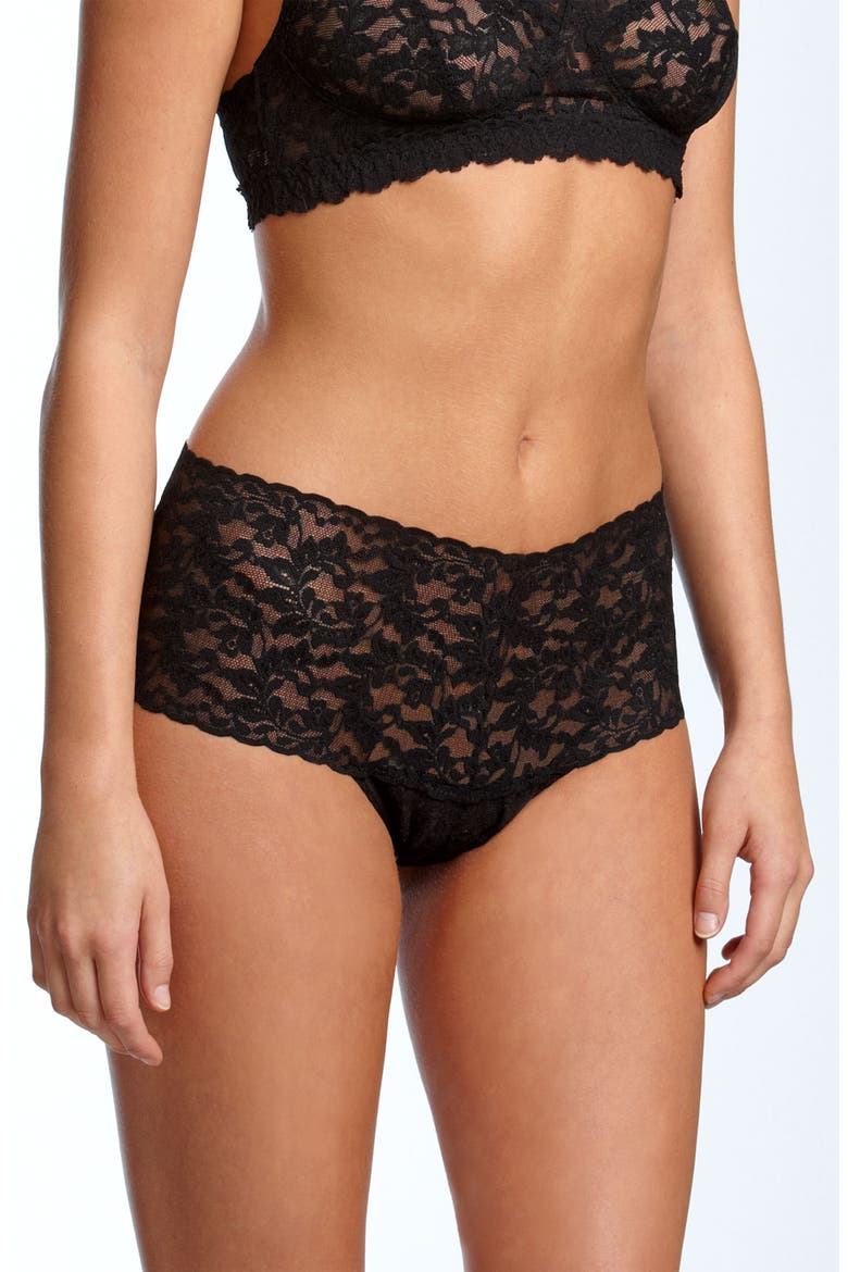 Retro High Waist Thong, Main, color, BLACK