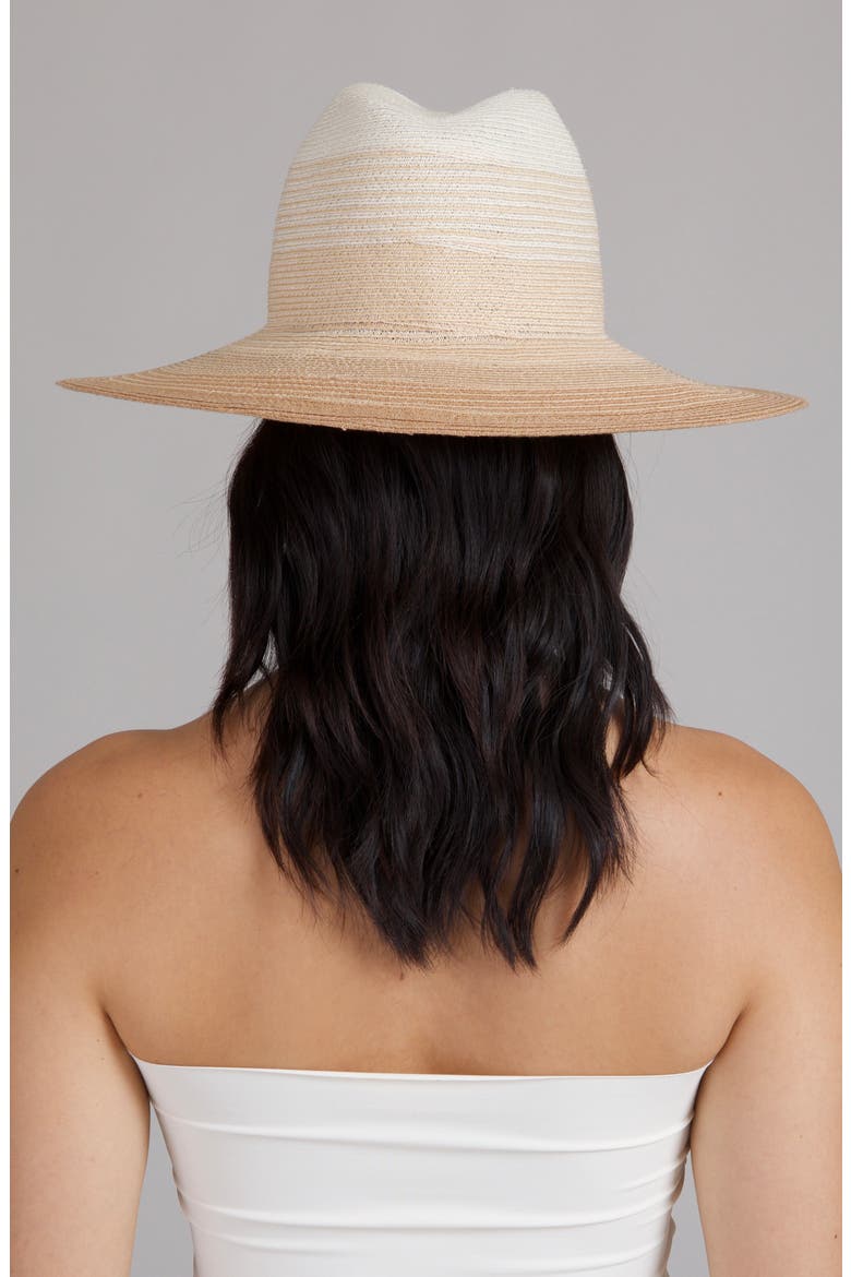 Emmanuelle UPF 50+ Wide Brim Packable Straw Fedora, Alternate, color, IVORY/ NATURAL/ CAMEL