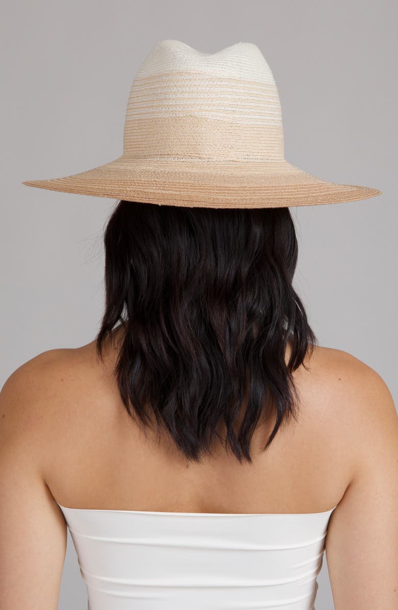 Eugenia Kim Emmanuelle UPF 50+ Wide Brim Packable Straw Fedora, Alternate, color, Ivory/ Natural/ Camel