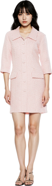 Alexia Admor Isolde Dropped Collar Button Down Pink Tweed Dress