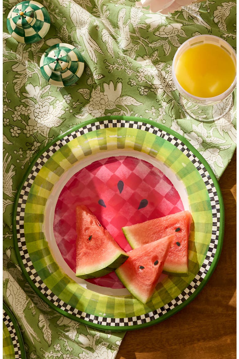 Set of 4 Watermelon Melamine Dinner Plates, Alternate, color, GREEN
