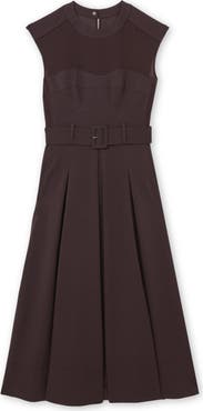 Reiss Ava Belted Cap Sleeve Midi Dress