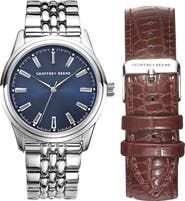 GEOFFREY BEENE EZ Change Bracelet Strap & Leather Strap Watch, 41mm