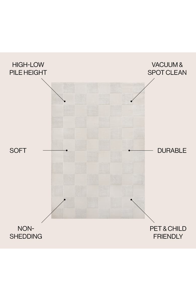 JONATHAN Y Thea Modern Geometric Checkerboard High-Low Area Rug, Alternate, color, White/Cream