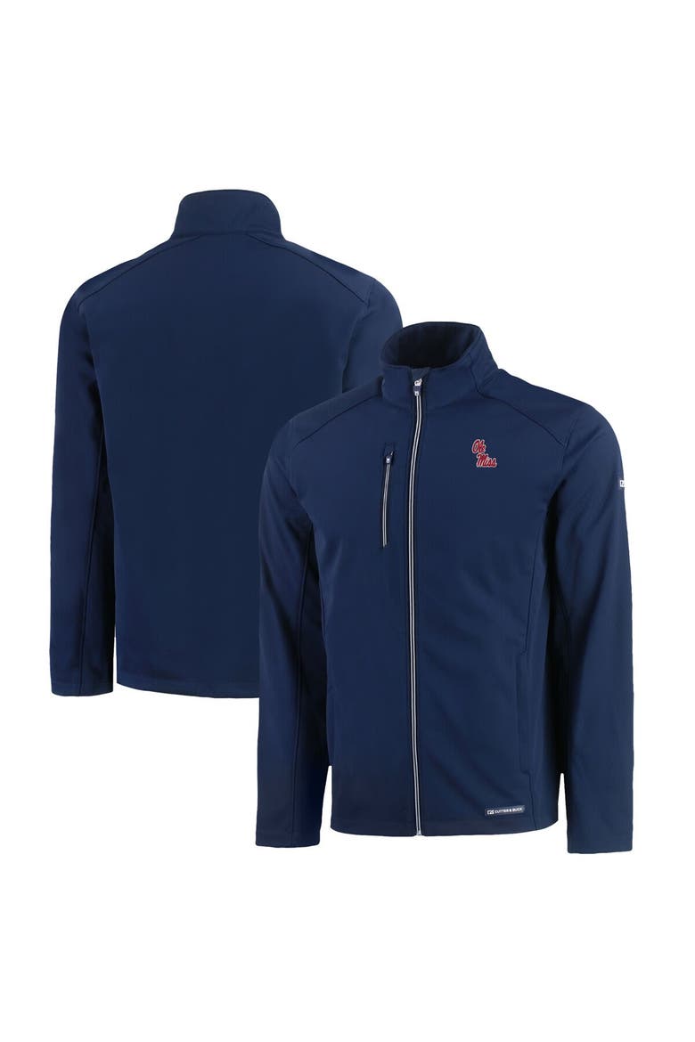 Men's Cutter & Buck  Navy Ole Miss Rebels Evoke Eco Softshell Recycled Full-Zip Jacket, Main, color, Navy