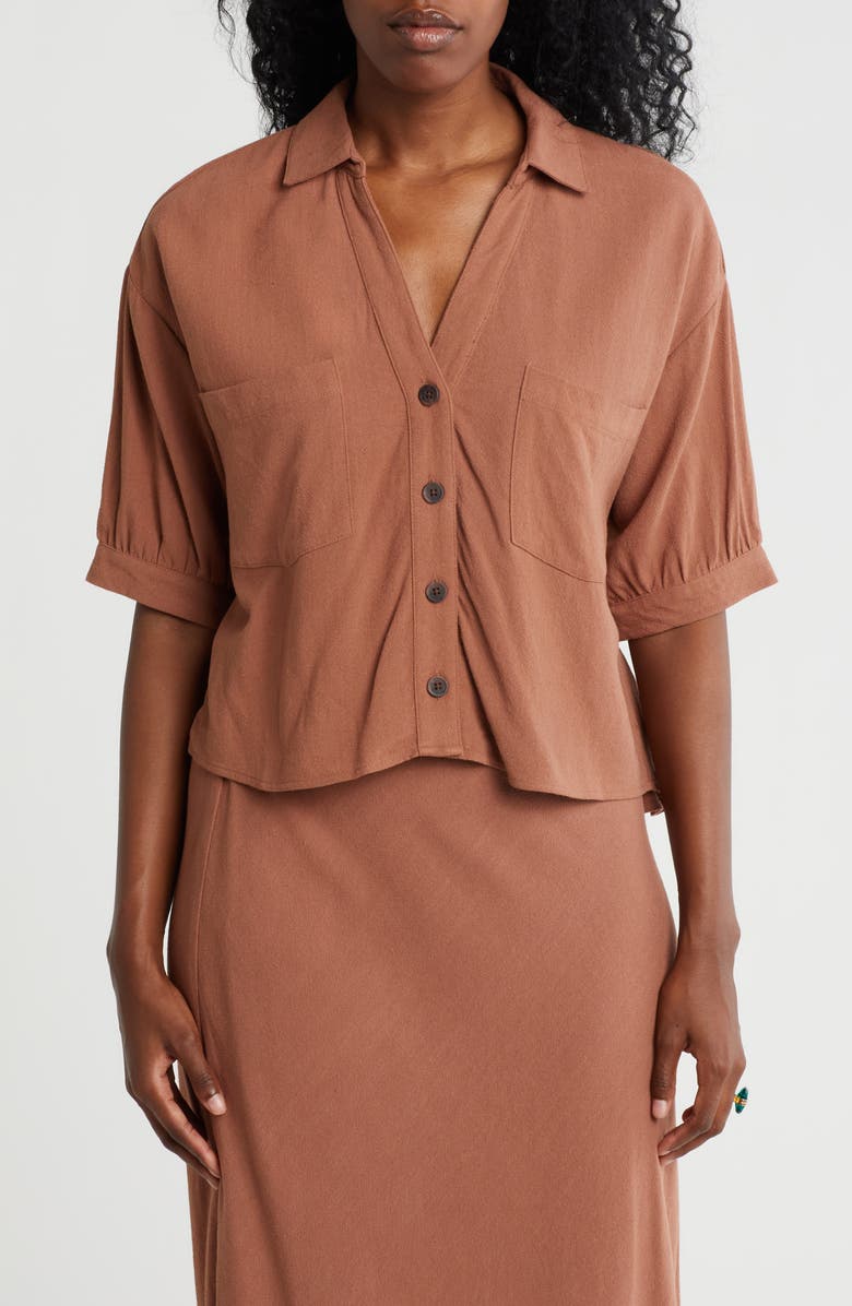 Bobeau Short Sleeve Camp Shirt, Main, color, 